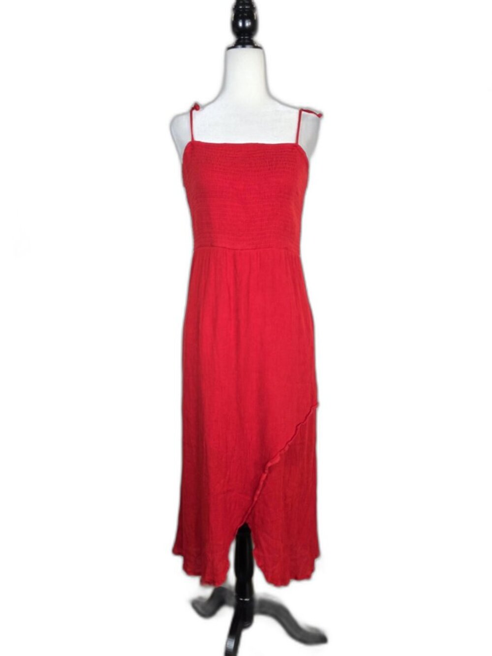 Showpo Red Smocked Midi Dress Size 10